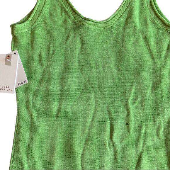 NWT Good American Women's Lime Green Rib Knit Bodycon Maxi Dress Flaw Size Large - Picture 10 of 10